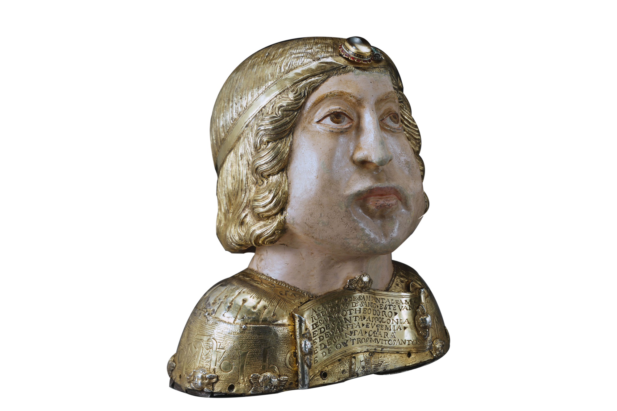 Relicário em forma de busto em prata dourada
